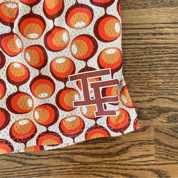 Inaka Power Lantern Men's Orange Shorts Medium HTF Amazing Pattern 5 Inch Inseam - Picture 2 of 10